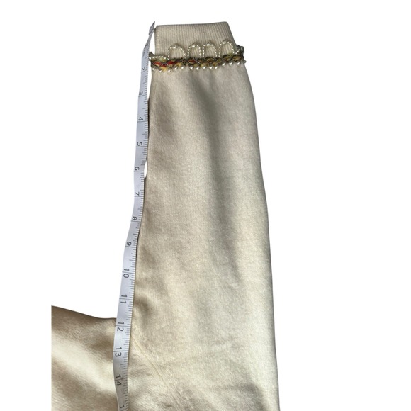 Vtg Burdine's Sunshine All Over Beaded Ivory Cardigan Sweater Lambswool 36 Small - Picture 8 of 10